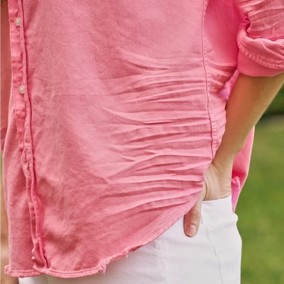 Frank & Eileen Relaxed Barry Button Up in  Pink Long Sleeve Blouse - Picture 8 of 9